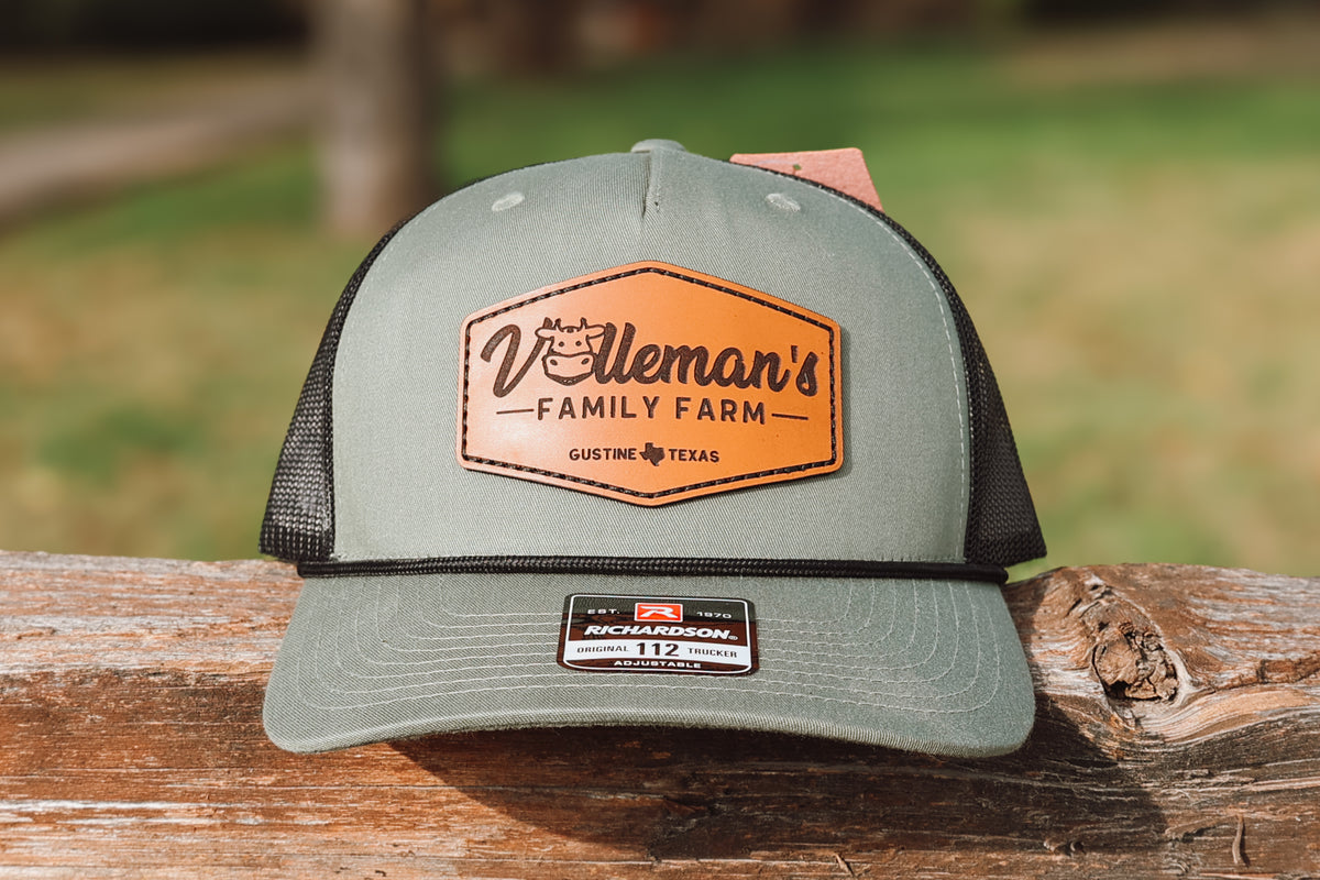 Leather Patch Hat - Olive Green/Black