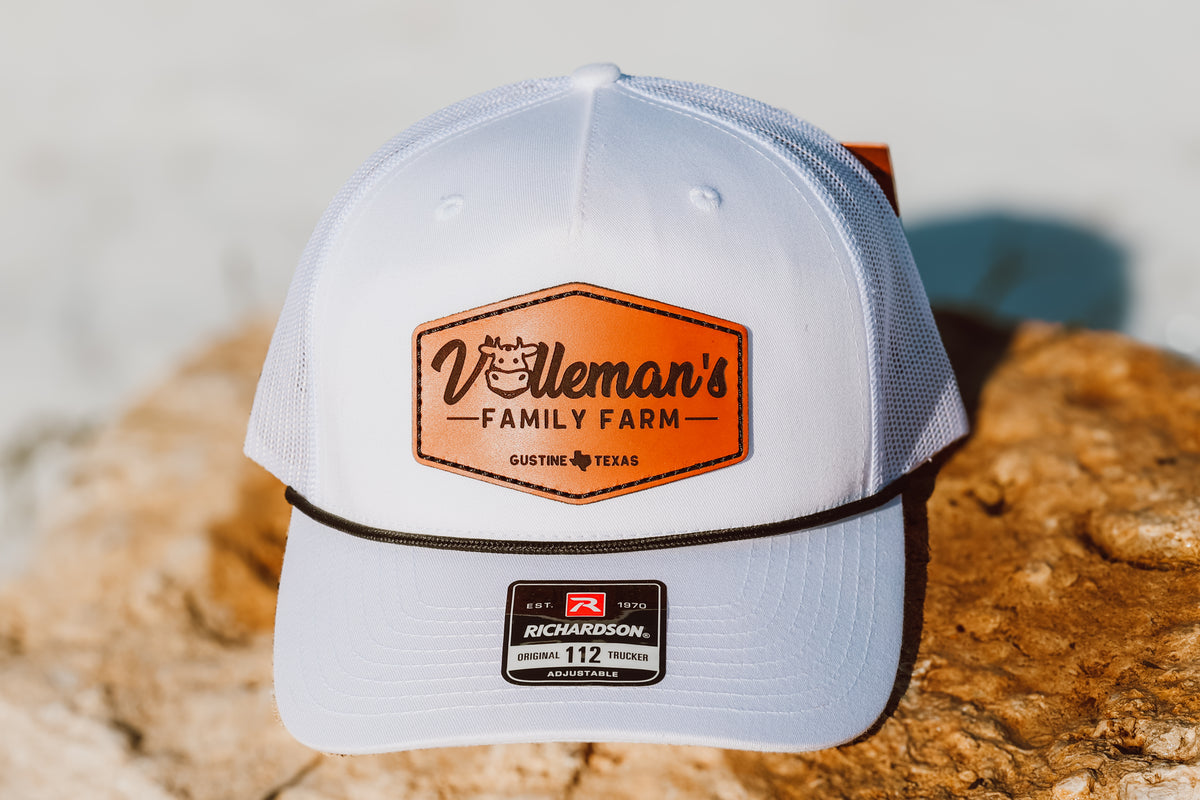 Leather Patch Rope Hat - White