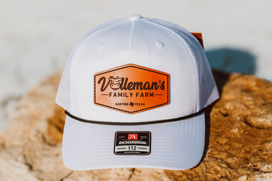 Leather Patch Rope Hat - White